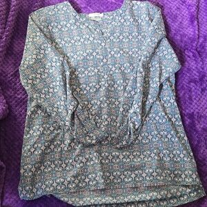 Van Heusen Geometric Blue and White Blouse